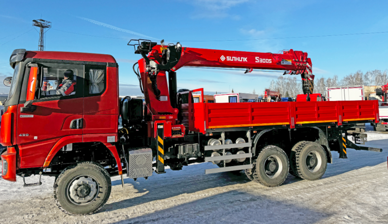 Shacman Х3000 6х6 2-х скатная, Борт с КМУ SUNHUNK S3005 — 1