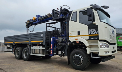 FAW 3250 6х6 2-х скатная, Борт с КМУ DongYang SS1966